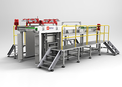 Low position de-palletizer for bottles