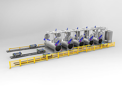 Fully automatic sterilization retort production line